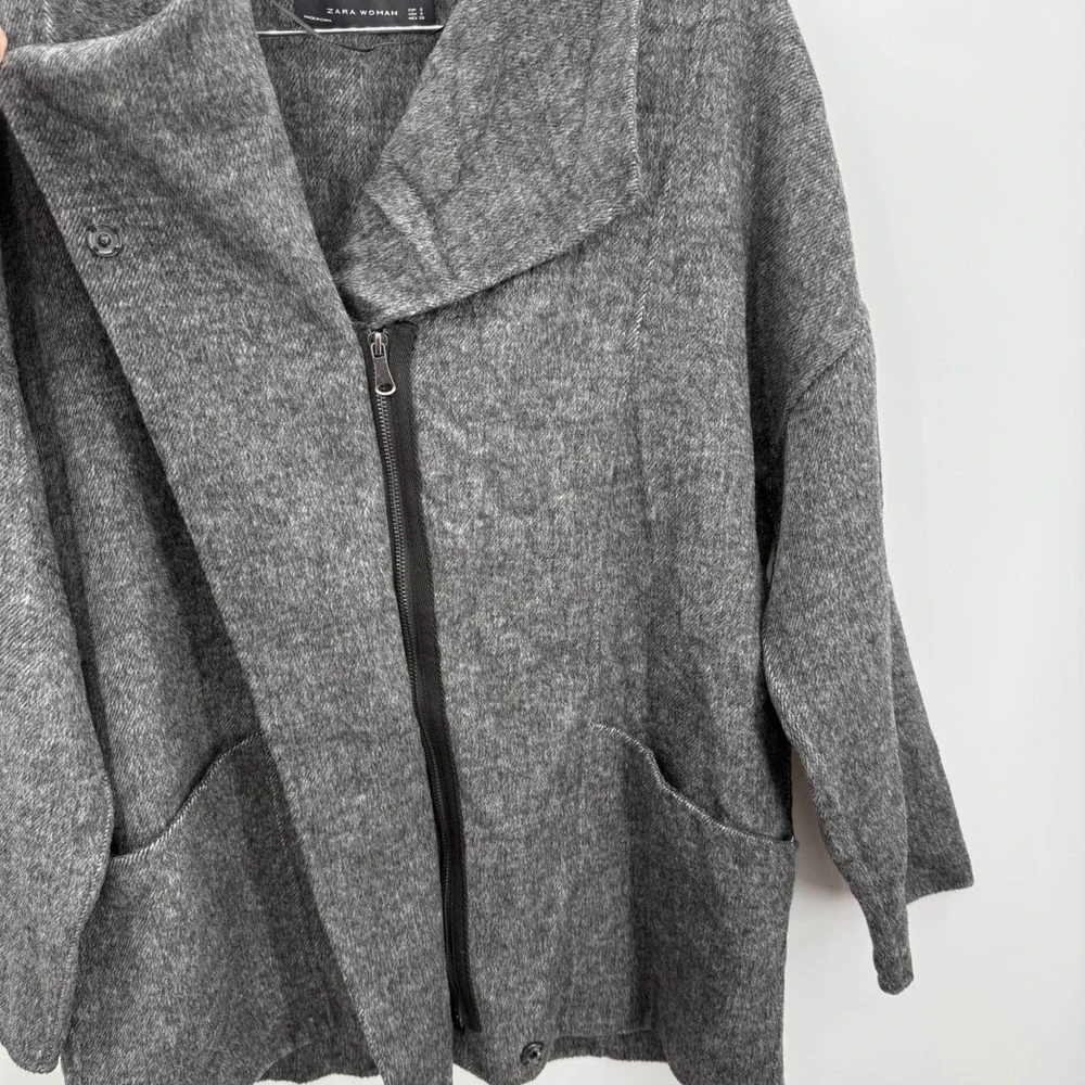 ZARA Hand Made‎ Grey Wool Coat Jacket Cape Wool Jacket Coat Size Small